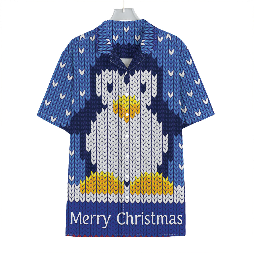 Christmas Penguin Knitted Print Hawaiian Shirt