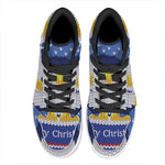 Christmas Penguin Knitted Print High Top Leather Sneakers
