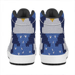 Christmas Penguin Knitted Print High Top Leather Sneakers