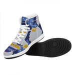 Christmas Penguin Knitted Print High Top Leather Sneakers