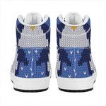 Christmas Penguin Knitted Print High Top Leather Sneakers