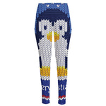 Christmas Penguin Knitted Print High-Waisted Pocket Leggings