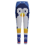 Christmas Penguin Knitted Print High-Waisted Pocket Leggings