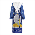 Christmas Penguin Knitted Print Hooded Bathrobe