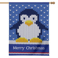 Christmas Penguin Knitted Print House Flag