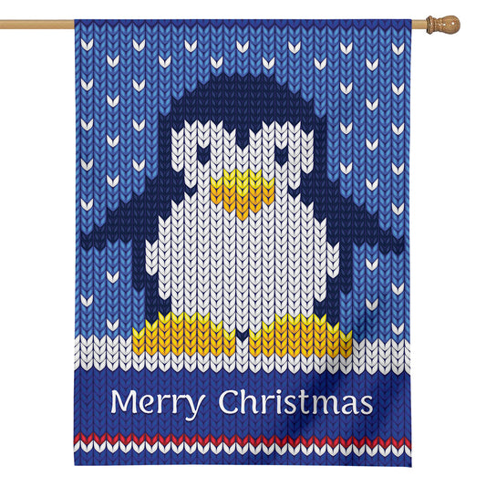 Christmas Penguin Knitted Print House Flag