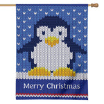Christmas Penguin Knitted Print House Flag