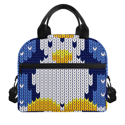 Christmas Penguin Knitted Print Insulated Lunch Bag