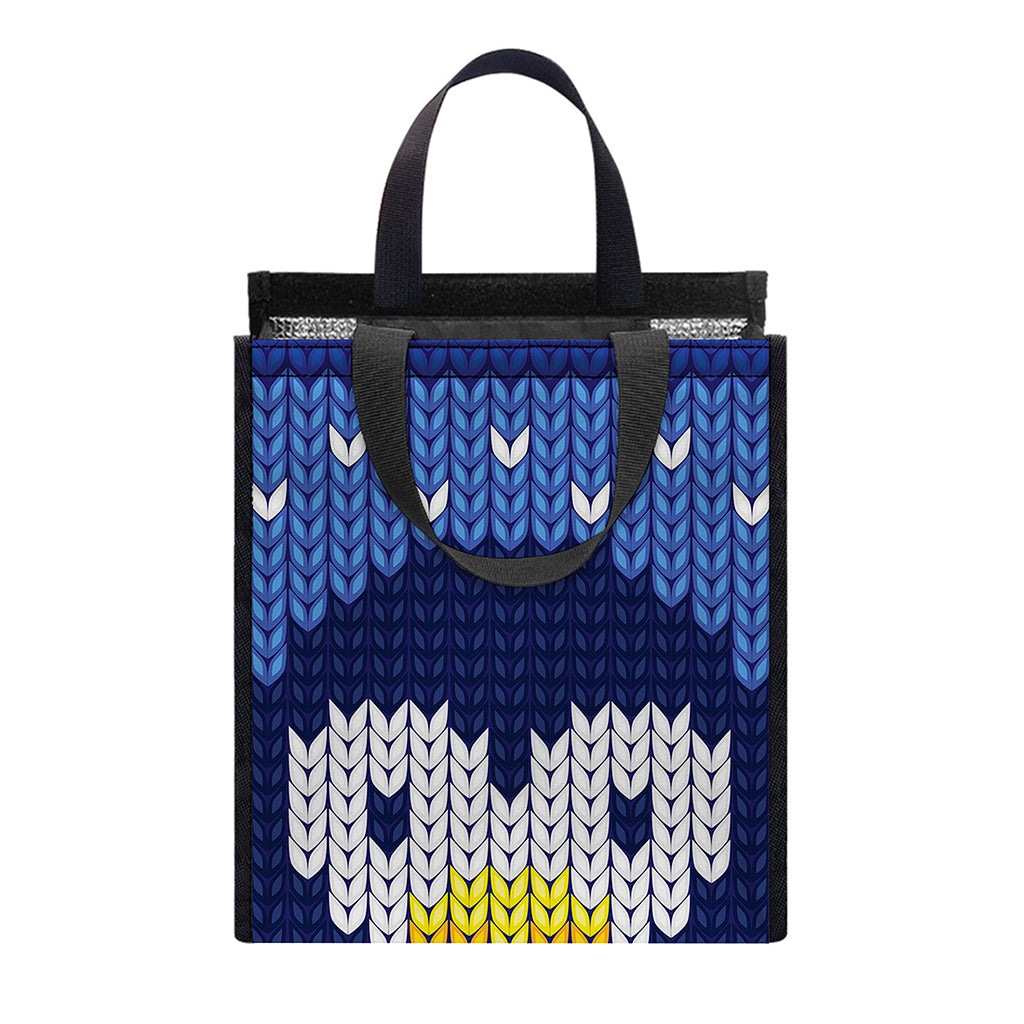 Christmas Penguin Knitted Print Insulated Lunch Tote