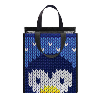 Christmas Penguin Knitted Print Insulated Lunch Tote