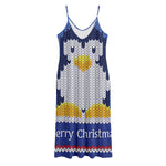Christmas Penguin Knitted Print Jersey Midi Cami Dress