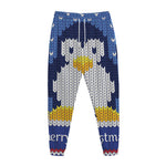 Christmas Penguin Knitted Print Jogger Pants