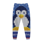 Christmas Penguin Knitted Print Jogger Pants
