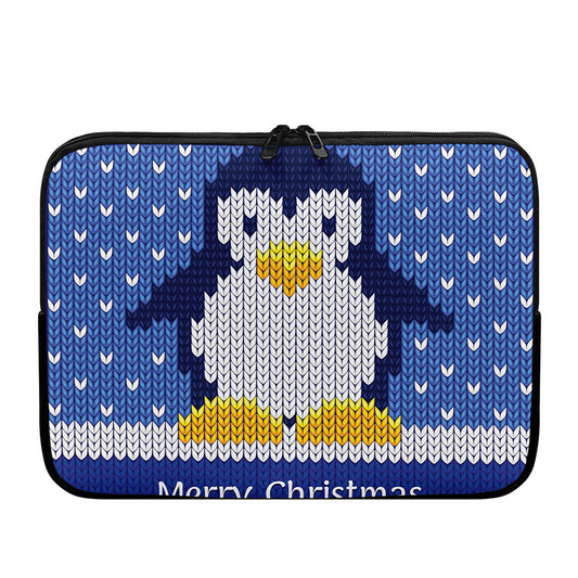 Christmas Penguin Knitted Print Laptop Sleeve