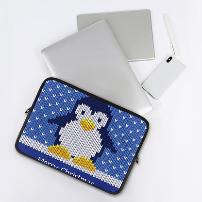 Christmas Penguin Knitted Print Laptop Sleeve