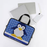 Christmas Penguin Knitted Print Laptop Sleeve With Handle