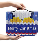 Christmas Penguin Knitted Print Leather Bible Cover