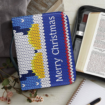 Christmas Penguin Knitted Print Leather Bible Cover