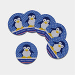Christmas Penguin Knitted Print Leather Coaster Set