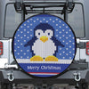 Christmas Penguin Knitted Print Leather Spare Tire Cover