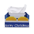 Christmas Penguin Knitted Print Leather Tissue Box Cover