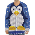Christmas Penguin Knitted Print Long Sleeve Baseball Jersey