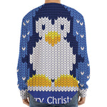 Christmas Penguin Knitted Print Long Sleeve Baseball Jersey