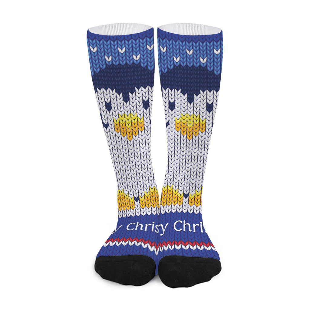 Christmas Penguin Knitted Print Long Socks