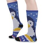 Christmas Penguin Knitted Print Long Socks