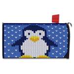 Christmas Penguin Knitted Print Mailbox Cover