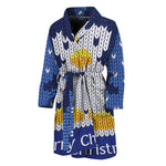 Christmas Penguin Knitted Print Men's Bathrobe