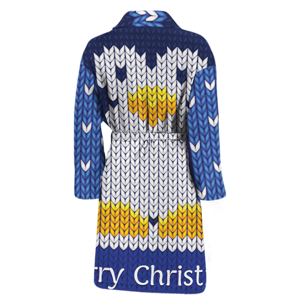 Christmas Penguin Knitted Print Men's Bathrobe