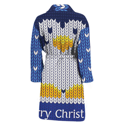 Christmas Penguin Knitted Print Men's Bathrobe