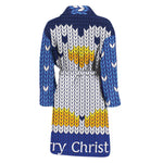 Christmas Penguin Knitted Print Men's Bathrobe