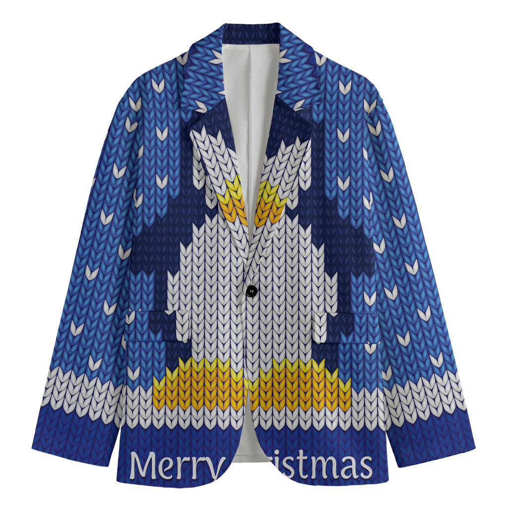 Christmas Penguin Knitted Print Men's Blazer