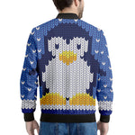 Christmas Penguin Knitted Print Men's Bomber Jacket