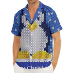 Christmas Penguin Knitted Print Men's Deep V-Neck Shirt