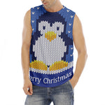 Christmas Penguin Knitted Print Men's Fitness Tank Top