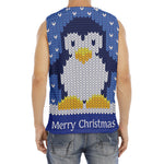 Christmas Penguin Knitted Print Men's Fitness Tank Top