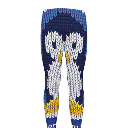 Christmas Penguin Knitted Print Men's leggings