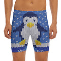 Christmas Penguin Knitted Print Men's Long Boxer Briefs