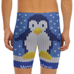 Christmas Penguin Knitted Print Men's Long Boxer Briefs
