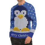 Christmas Penguin Knitted Print Men's Long Sleeve Rash Guard