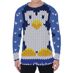 Christmas Penguin Knitted Print Men's Long Sleeve T-Shirt
