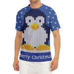 Christmas Penguin Knitted Print Men's Short Sleeve Rash Guard