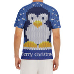 Christmas Penguin Knitted Print Men's Short Sleeve Rash Guard