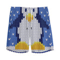 Christmas Penguin Knitted Print Men's Athletic Shorts