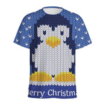 Christmas Penguin Knitted Print Men's Sports T-Shirt