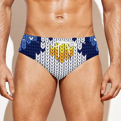 Christmas Penguin Knitted Print Men's Swim Briefs