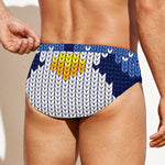Christmas Penguin Knitted Print Men's Swim Briefs